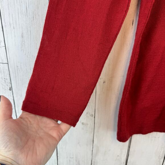 Vince Red Wool Essential Slim Bracelet Sleeve Crew Neck Sweater Pullover Large - Picture 4 of 14